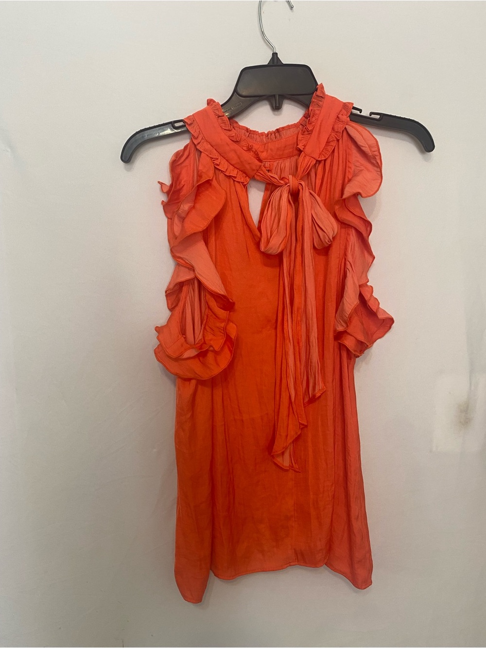 Ruffle Tie-Neck Sleeveless Camisole - Orange